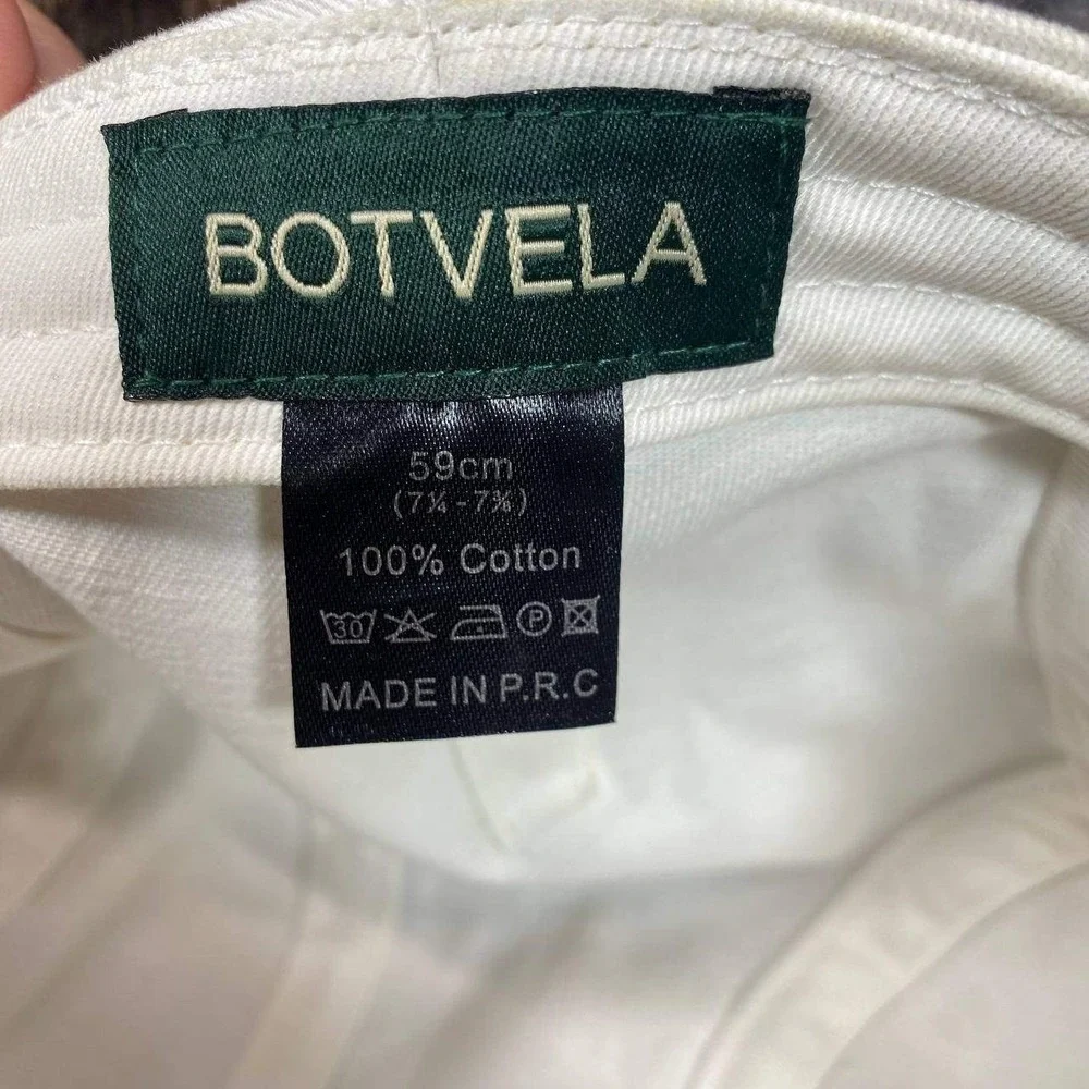 Botvela‎ Flat Cap Mens 59cm White Cotton Twill Ivy Newsboy Driving Hat